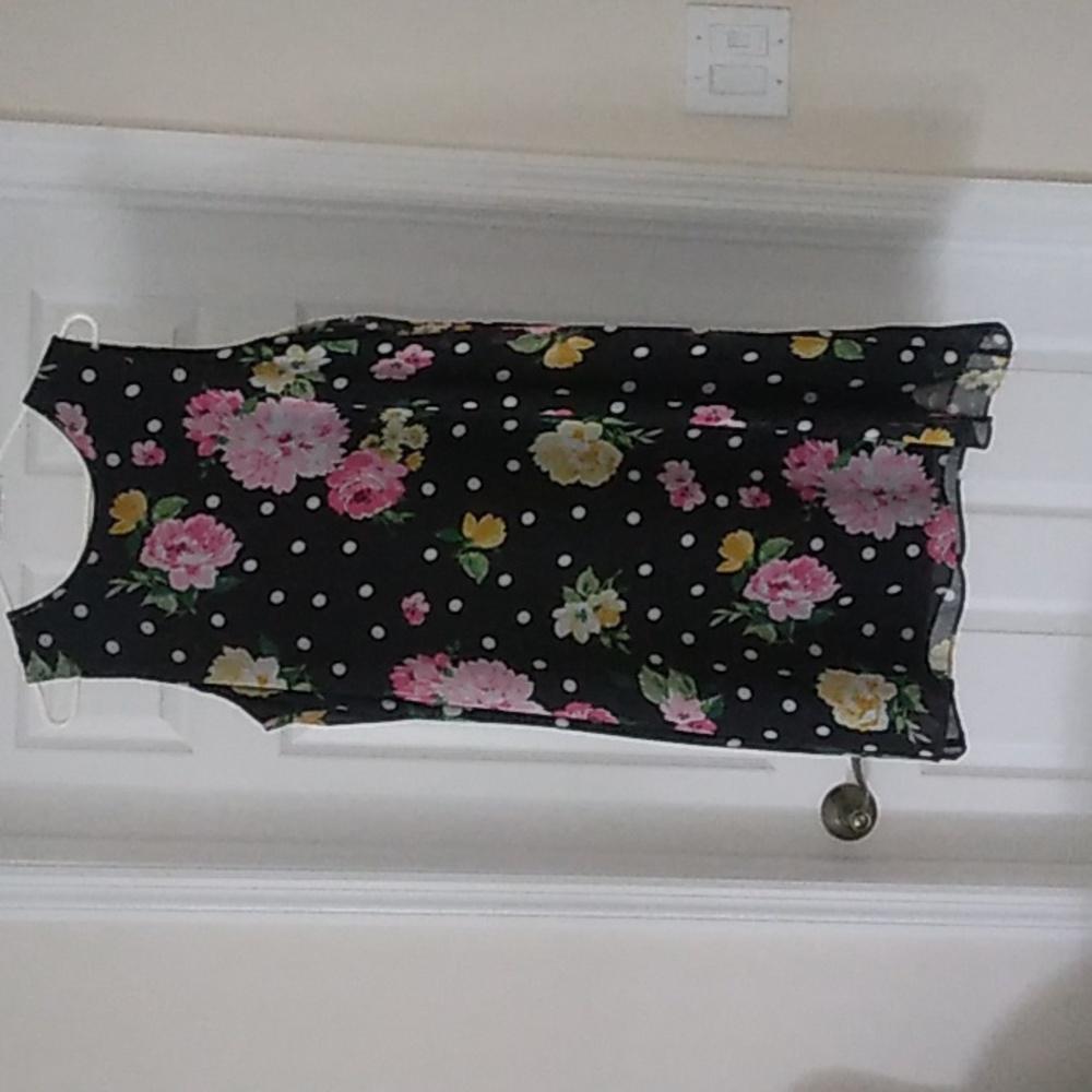 Womens dress black floral and dot